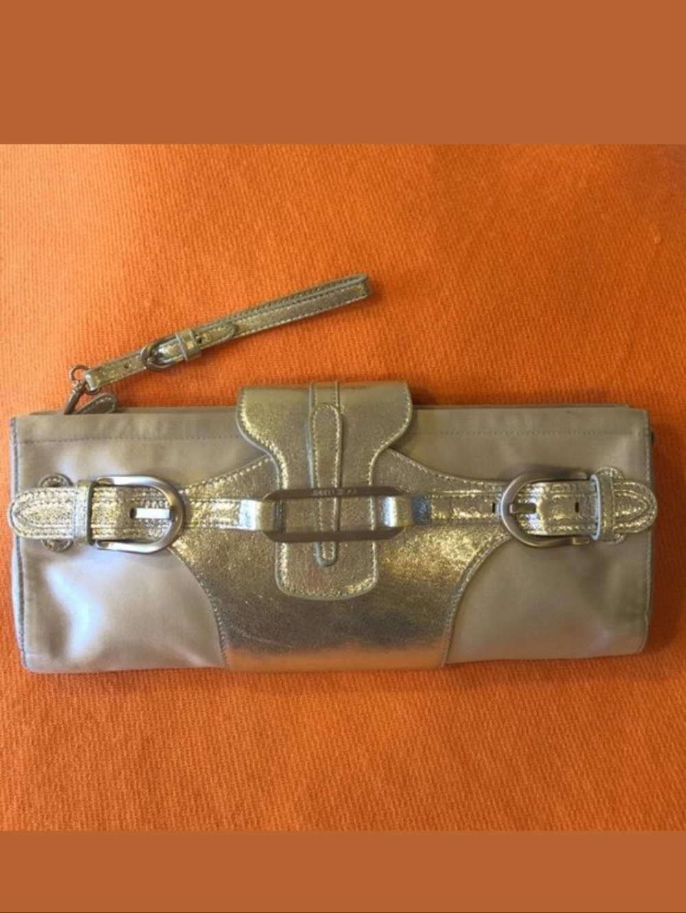 Jimmy Choo Metallic Bronze Leather Wristlet Clutch - Picture 6 of 8